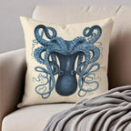 Blue Sea Creature Coral Shrimp Cushion Cover Pillowcase Anti-dustmite Invisible Zipper Short Plush Sofa Cushion