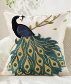 Double-Sided Pillow Cover Summer Animal Cat Floral Non-Real Embroidery Decorative Cushion Case for Couch Sofa Living Room