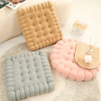 Large Biscuit Shape Plush Cushion,Soft Creative Pillow Chair Seat Pad, Decorative Cookie Japanese Tatami Back Cushion