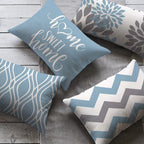 Lake blue white geometric linen pillowcase sofa cushion cover home decoration can be customized for you 30x50 40x60