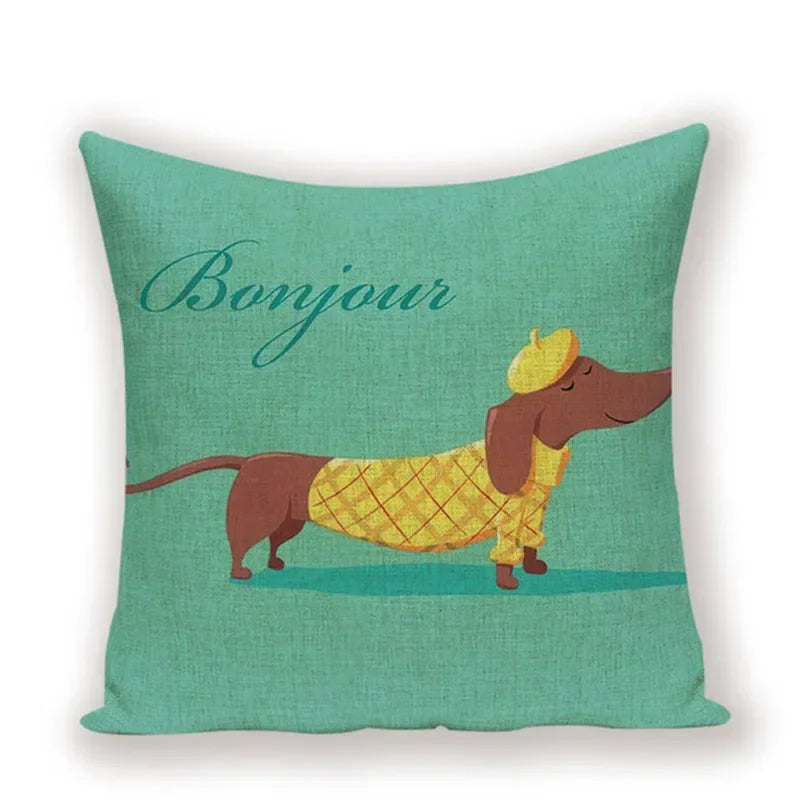 Bulldog Cute Dog Theme Pattern Double-sided Printed pillow cover Short plush Suitable living rooms bedrooms throw cushion cover