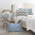 Lake blue white geometric linen pillowcase sofa cushion cover home decoration can be customized for you 30x50 40x60