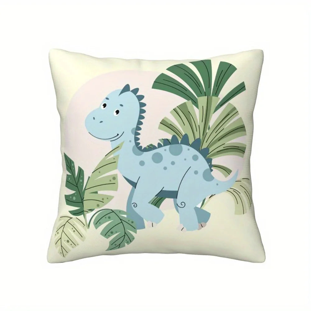 1PC 2D Flat Cute Dinosaur Throw Pillow Covers Kids Boho Jungle Decorative Cushion Cases for Bedroom Playroom No Pillow Core