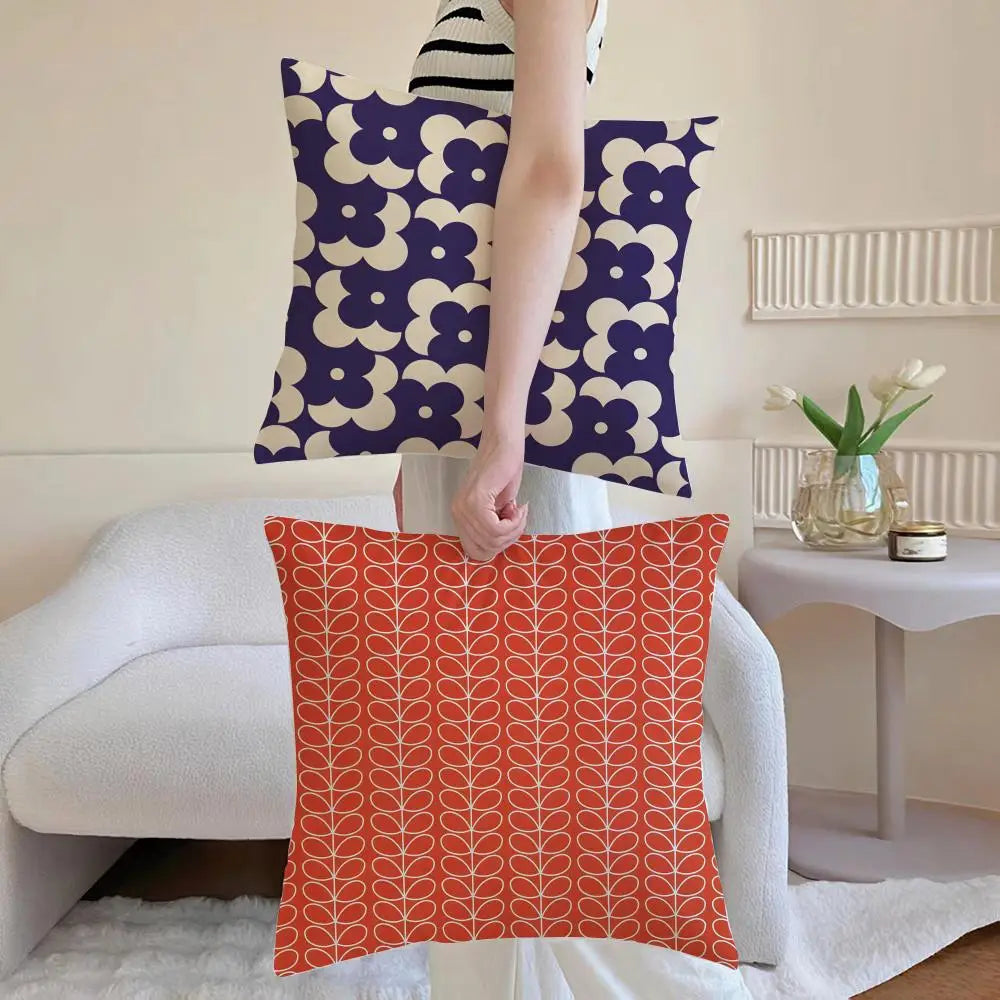 Simple Casual Fashion O-Orla Kiely Cushion Cover Washable Linen Pillowcase Soft  for Sofa Bed Cozy Home Room Decor