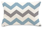 Lake blue white geometric linen pillowcase sofa cushion cover home decoration can be customized for you 30x50 40x60