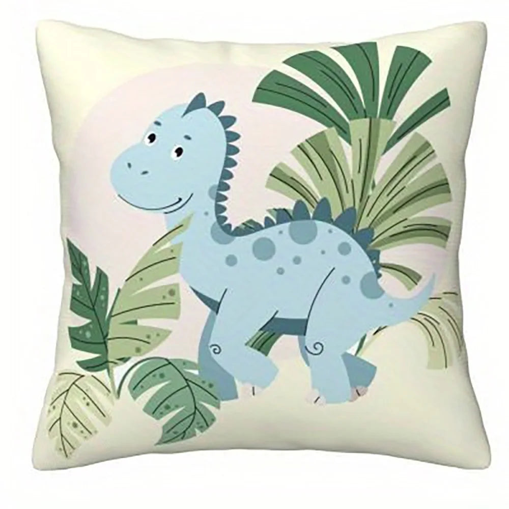 1PC 2D Flat Cute Dinosaur Throw Pillow Covers Kids Boho Jungle Decorative Cushion Cases for Bedroom Playroom No Pillow Core