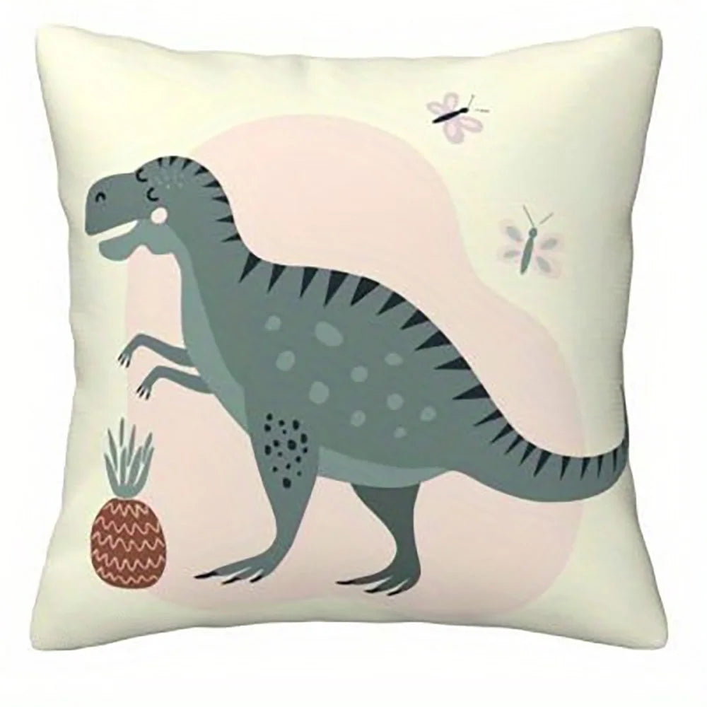 1PC 2D Flat Cute Dinosaur Throw Pillow Covers Kids Boho Jungle Decorative Cushion Cases for Bedroom Playroom No Pillow Core
