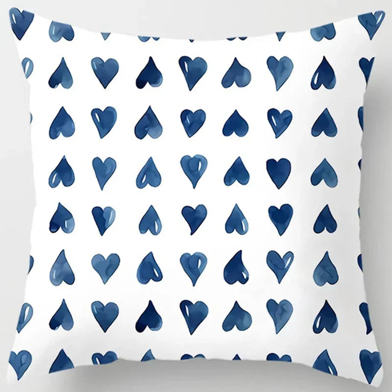 Blue tone style printed square pillowcase car sofa cushion cover decorative home decoration bohemian throw pillow covers40x40cm