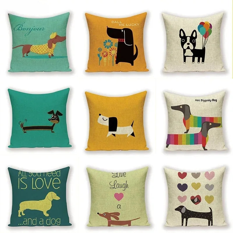 Bulldog Cute Dog Theme Pattern Double-sided Printed pillow cover Short plush Suitable living rooms bedrooms throw cushion cover