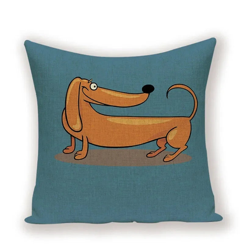 Bulldog Cute Dog Theme Pattern Double-sided Printed pillow cover Short plush Suitable living rooms bedrooms throw cushion cover