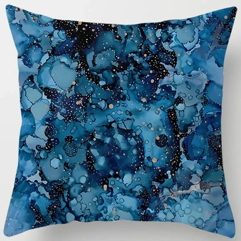 Blue tone style printed square pillowcase car sofa cushion cover decorative home decoration bohemian throw pillow covers40x40cm