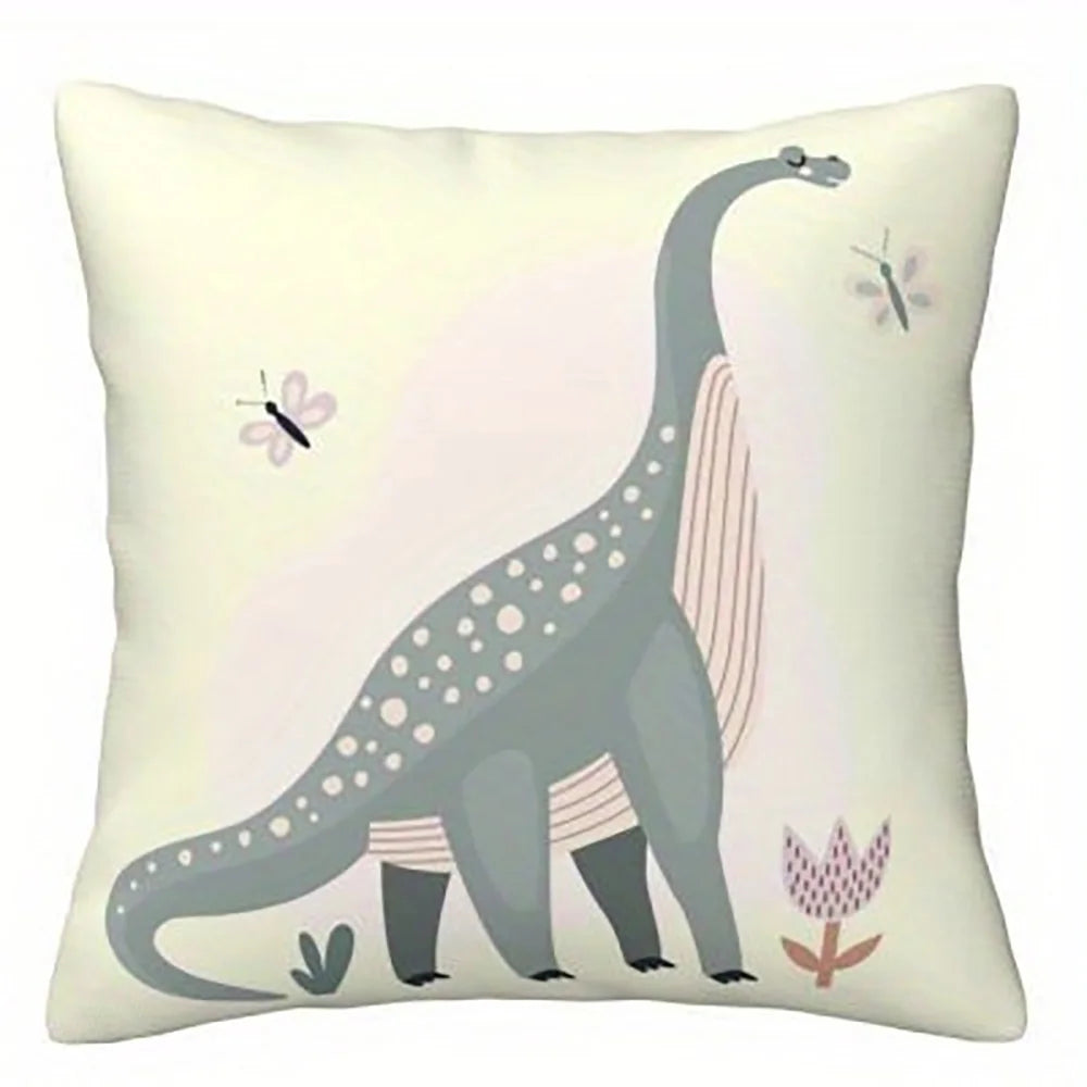 1PC 2D Flat Cute Dinosaur Throw Pillow Covers Kids Boho Jungle Decorative Cushion Cases for Bedroom Playroom No Pillow Core