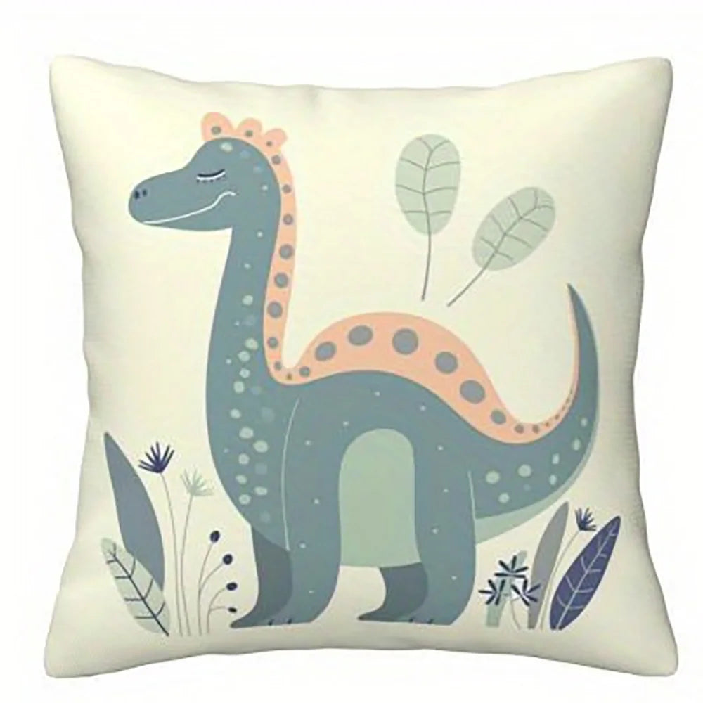 1PC 2D Flat Cute Dinosaur Throw Pillow Covers Kids Boho Jungle Decorative Cushion Cases for Bedroom Playroom No Pillow Core