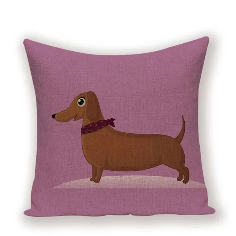 Bulldog Cute Dog Theme Pattern Double-sided Printed pillow cover Short plush Suitable living rooms bedrooms throw cushion cover