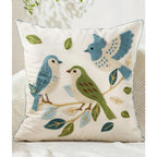 Double-Sided Pillow Cover Summer Animal Cat Floral Non-Real Embroidery Decorative Cushion Case for Couch Sofa Living Room