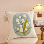 Embroidered Cotton Flower Cushion Cover For Home Sofa Bed Throw Pillowcase Living Room Decorative