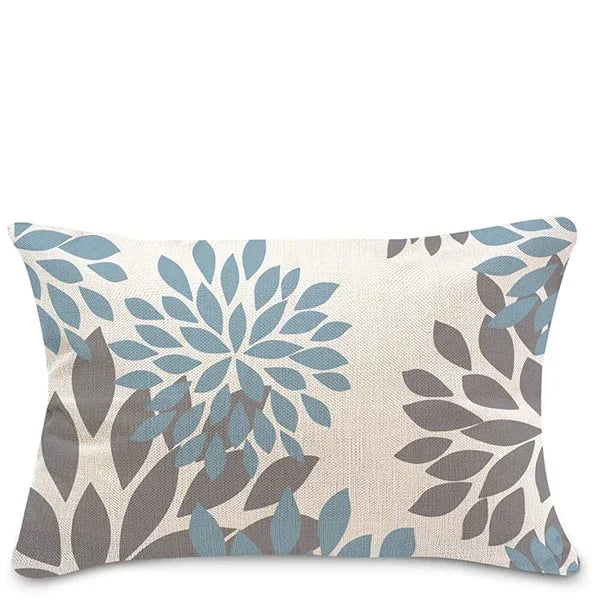 Lake blue white geometric linen pillowcase sofa cushion cover home decoration can be customized for you 30x50 40x60