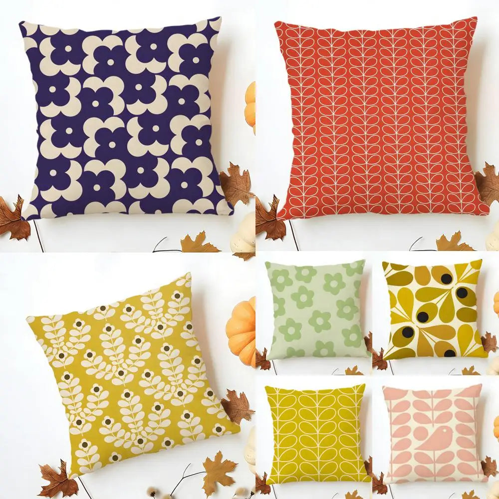 Simple Casual Fashion O-Orla Kiely Cushion Cover Washable Linen Pillowcase Soft  for Sofa Bed Cozy Home Room Decor