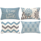 Lake blue white geometric linen pillowcase sofa cushion cover home decoration can be customized for you 30x50 40x60