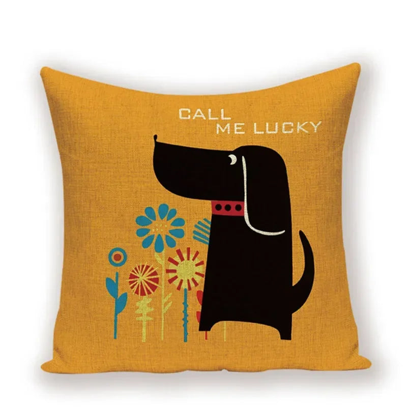 Bulldog Cute Dog Theme Pattern Double-sided Printed pillow cover Short plush Suitable living rooms bedrooms throw cushion cover