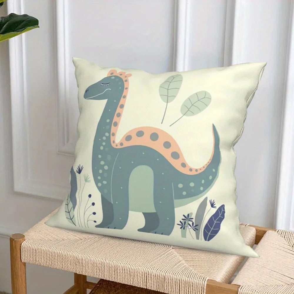 1PC 2D Flat Cute Dinosaur Throw Pillow Covers Kids Boho Jungle Decorative Cushion Cases for Bedroom Playroom No Pillow Core