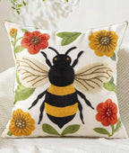 Double-Sided Pillow Cover Summer Animal Cat Floral Non-Real Embroidery Decorative Cushion Case for Couch Sofa Living Room