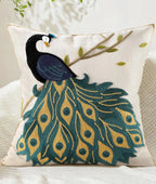 Double-Sided Pillow Cover Summer Animal Cat Floral Non-Real Embroidery Decorative Cushion Case for Couch Sofa Living Room