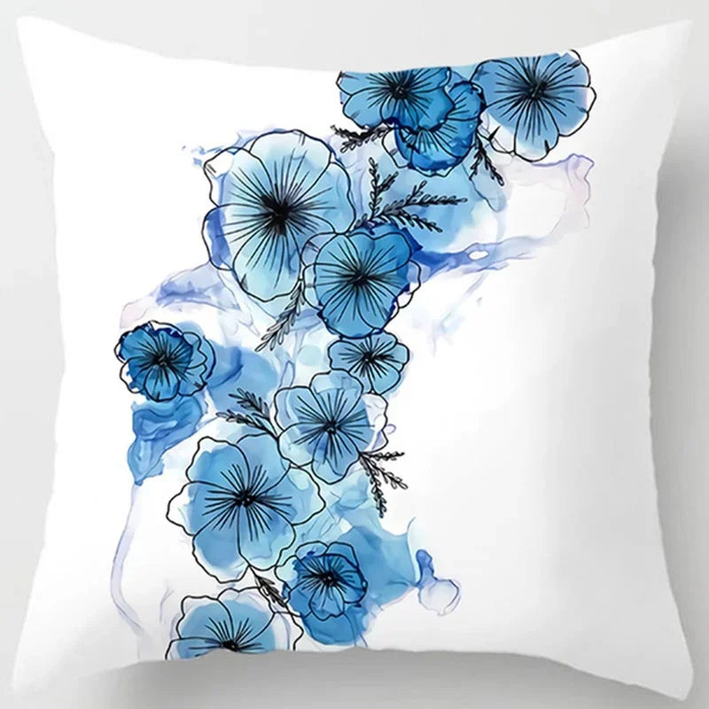 Blue tone style printed square pillowcase car sofa cushion cover decorative home decoration bohemian throw pillow covers40x40cm