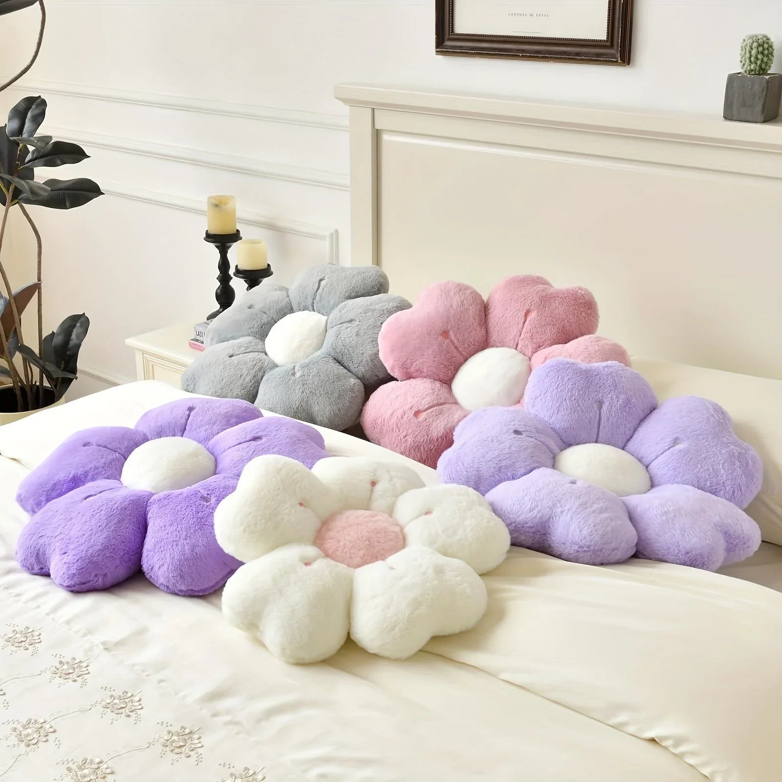 Flower-Shaped Plush Throw Pillow - Comfortable and Cute Mattress and Sofa Decor Cushion, Chair Cushion  Floor Cushion