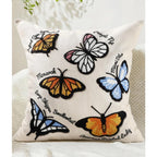Double-Sided Pillow Cover Summer Animal Cat Floral Non-Real Embroidery Decorative Cushion Case for Couch Sofa Living Room